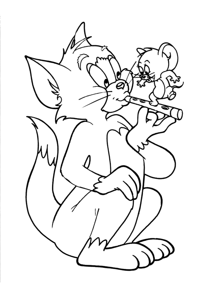 Tom e Jerry tocam uma flauta